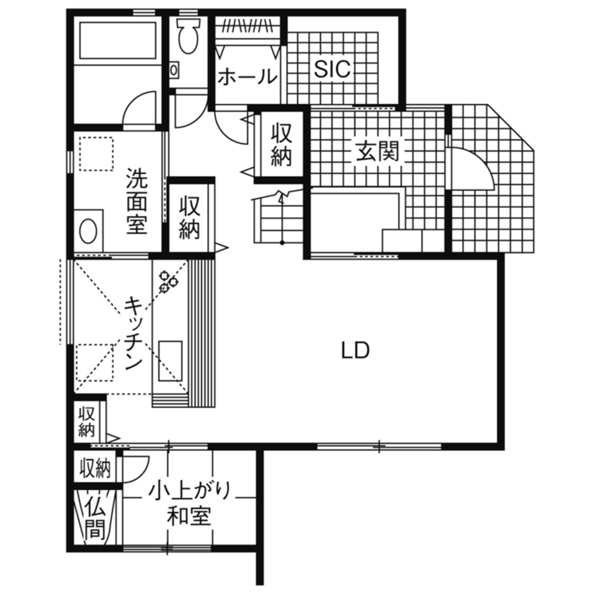 坪単価50〜60万円の注文住宅_間取り1階