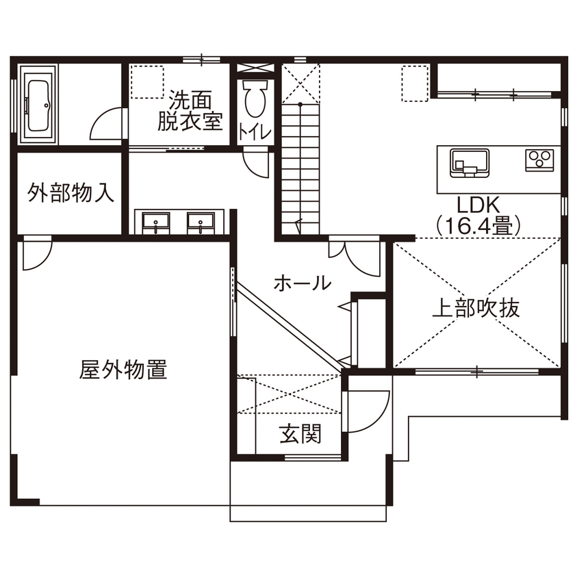 坪単価70〜80万円の注文住宅_間取り1階