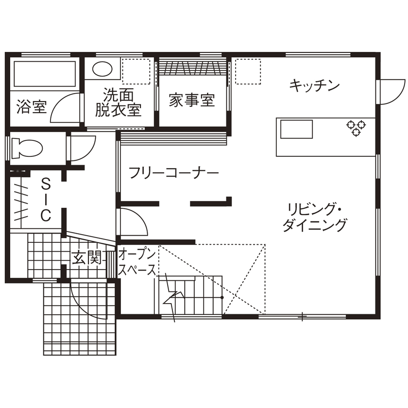 1000万円台の注文住宅_間取り1階