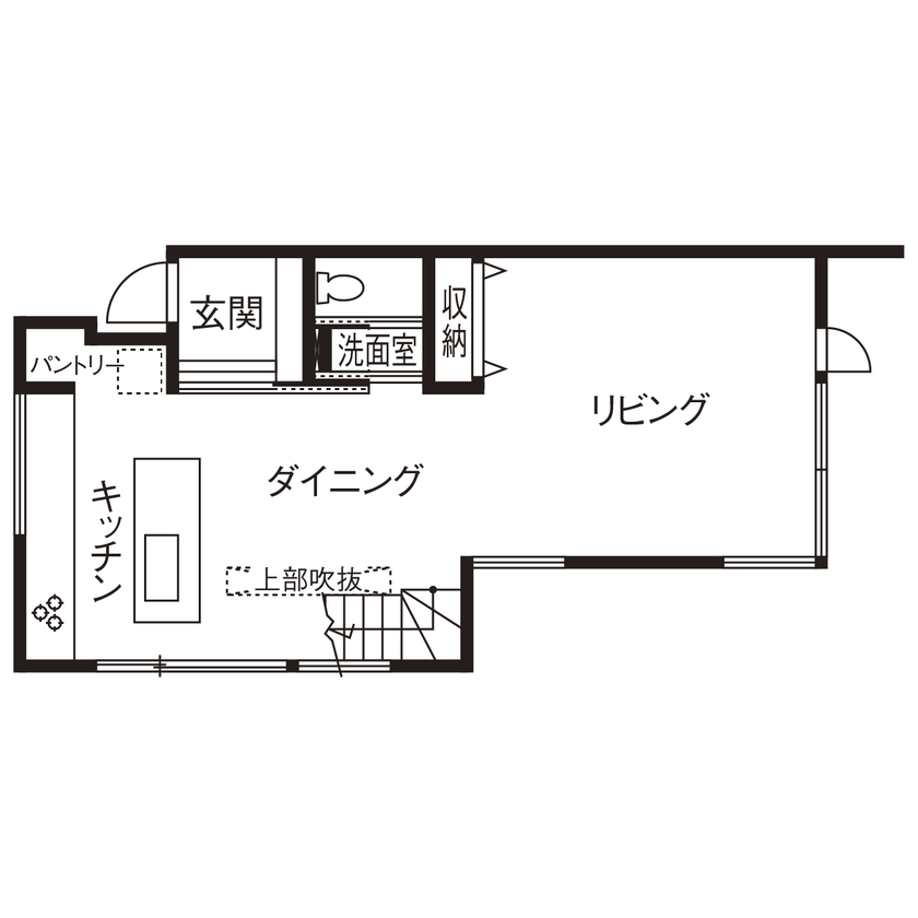 坪単価90〜100万円の注文住宅_間取り1階