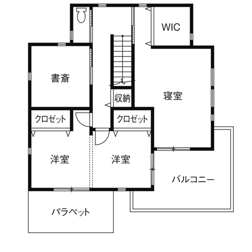 坪単価50〜60万円の注文住宅_間取り2階